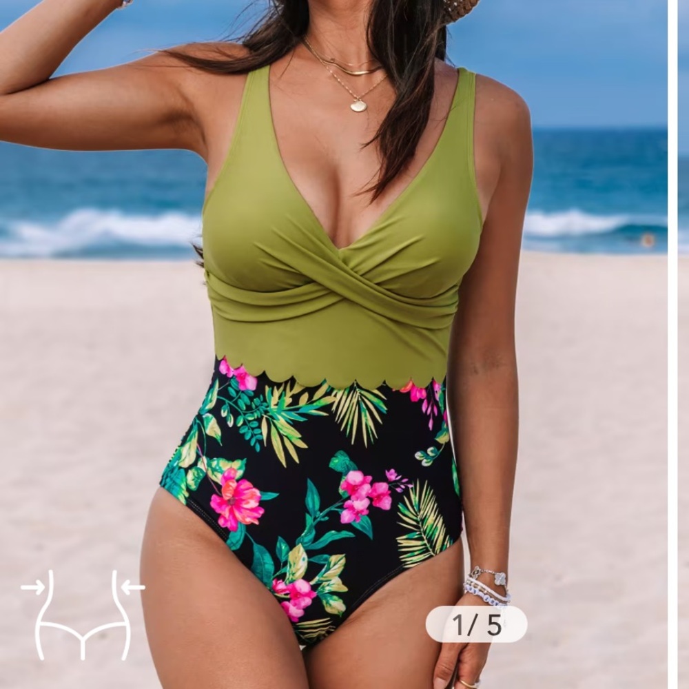 One piece tummy control with scalloped edge-new with tags!